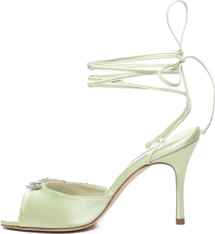 Manolo Blahnik Katoen Elastan Sandalen Green Dames