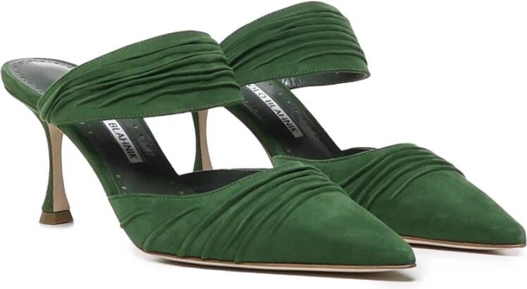 Manolo Blahnik Katoen Elastan Sandalen Green Dames