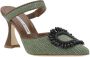 Manolo Blahnik Kralenapplicatie Raffia Flare Hiel Pumps Green Dames - Thumbnail 6