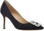 Manolo Blahnik Kristal Gesp Satijnen Pumps Black Dames - Thumbnail 2