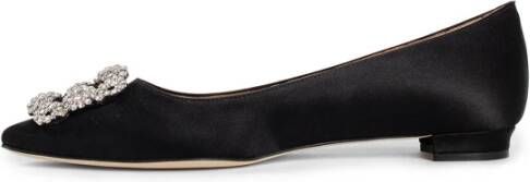 Manolo Blahnik Kristallen Gesp Blokhak Schoenen Black Dames