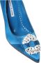 Manolo Blahnik Kristallen Gesp Satijnen Pumps Blue Dames - Thumbnail 4