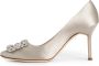 Manolo Blahnik Kristallen gesp stiletto hak grijs satijn Gray Dames - Thumbnail 2