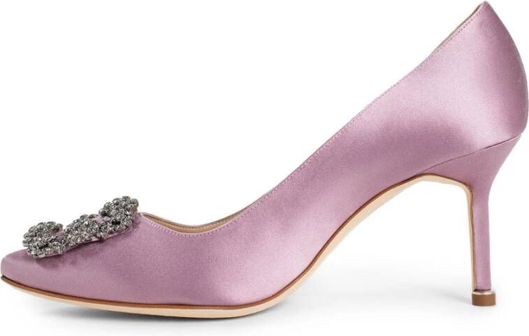 Manolo Blahnik Kristallen gesp stiletto hak in roze Pink Dames