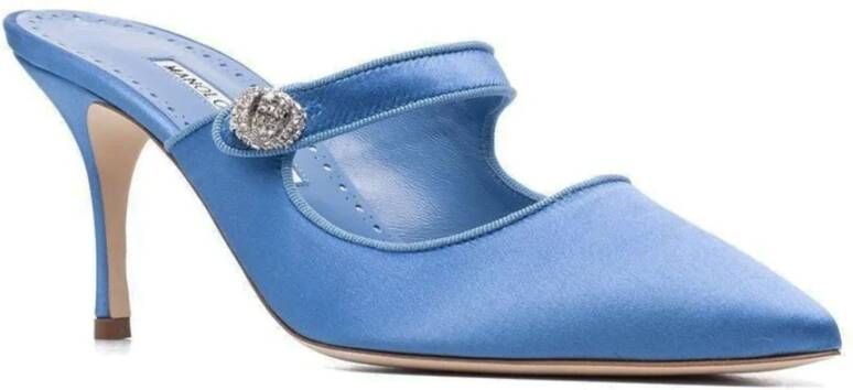 Manolo Blahnik Kristalsluiting Juweel Muiltjes Blue Dames