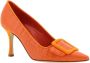 Manolo Blahnik Krokodil-Effect Leren Amandel Teen Pumps Orange Dames - Thumbnail 2