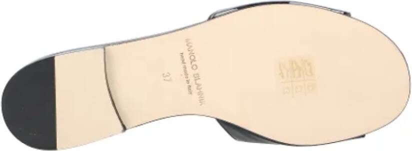 Manolo Blahnik Leather flats Gray Dames