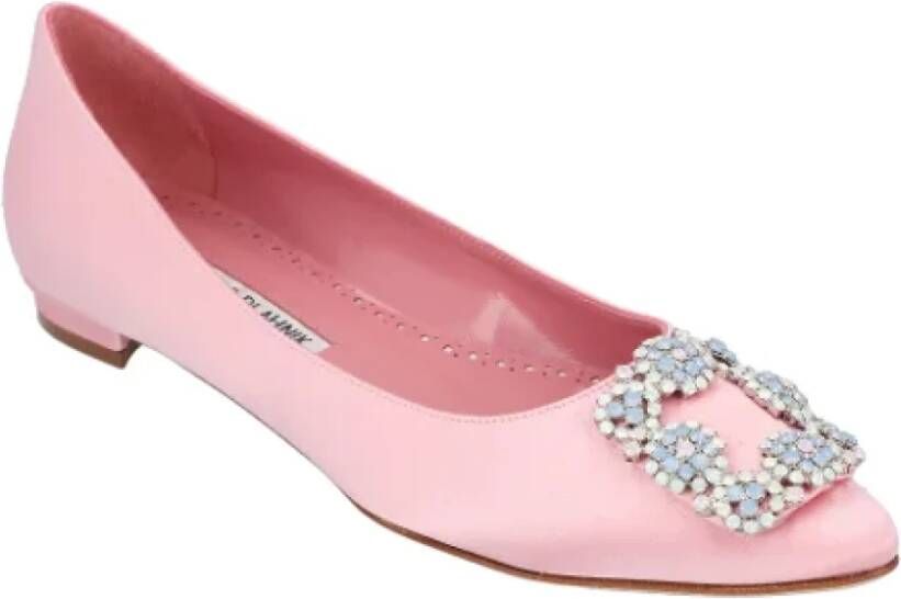 Manolo Blahnik Leather flats Pink Dames