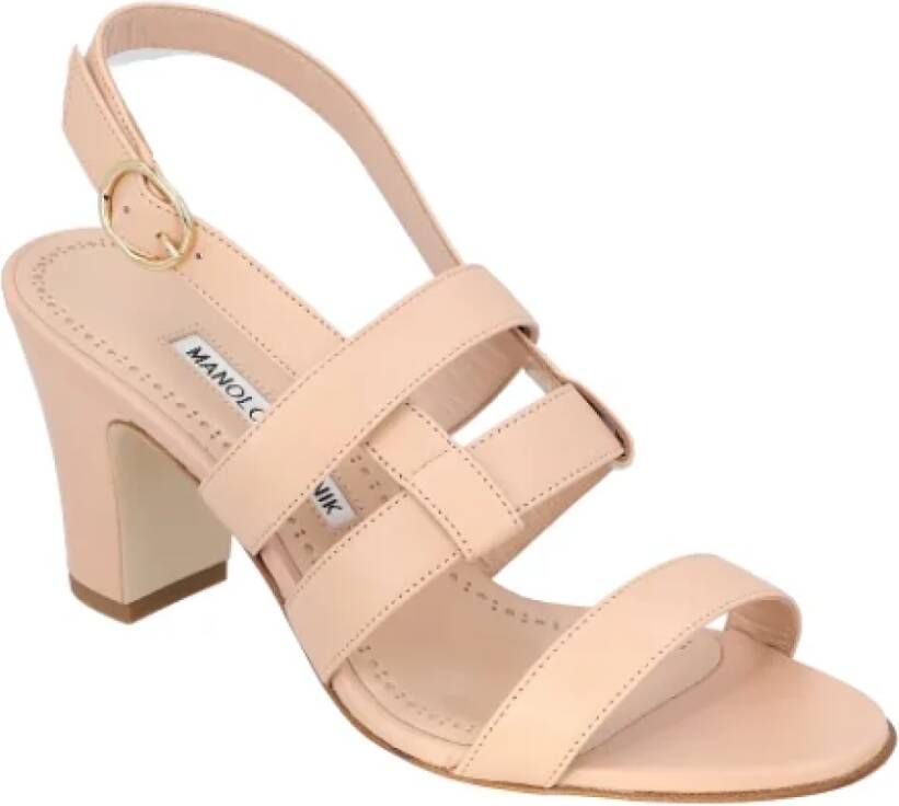 Manolo Blahnik Leather sandals Beige Dames