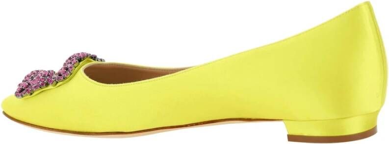 Manolo Blahnik Luxe Zijden Ballerina Flats Yellow Dames