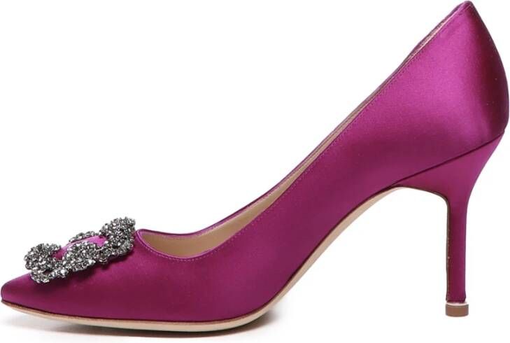 Manolo Blahnik Magenta Kristallen Gesp Hak Pumps Pink Dames