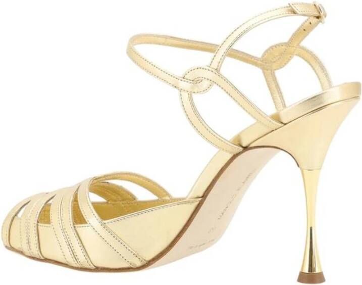 Manolo Blahnik Nappa Leren Stiletto Hak Sandalen Yellow Dames