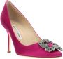 Manolo Blahnik Paarse Satijnen Kristal Gesp Pumps Purple Dames - Thumbnail 2