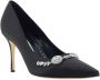 Manolo Blahnik Parelversierde Zijden Satijnen Stiletto Pumps Black Dames - Thumbnail 2