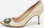 Manolo Blahnik Pre-owned Canvas heels Beige Dames - Thumbnail 2