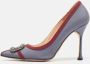 Manolo Blahnik Pre-owned Canvas heels Gray Dames - Thumbnail 2