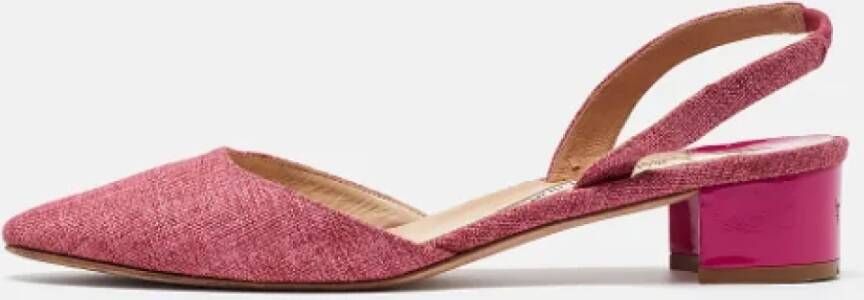 Manolo Blahnik Pre-owned Canvas heels Pink Dames