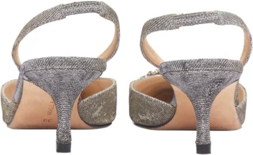 Manolo Blahnik Pre-owned Cotton heels Gray Dames