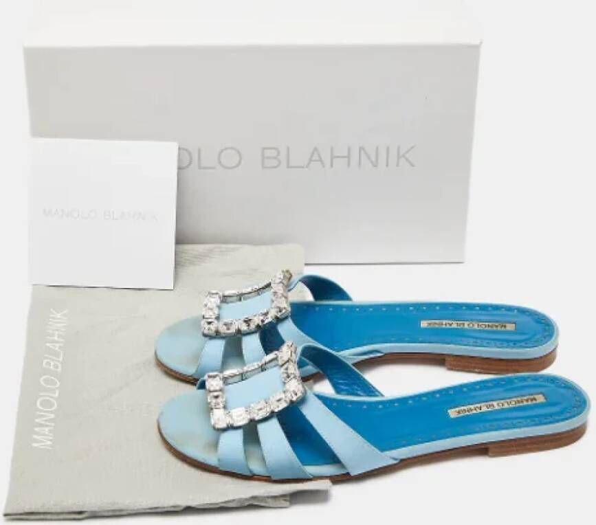 Manolo Blahnik Pre-owned Fabric flats Blue Dames