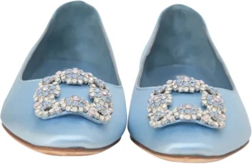 Manolo Blahnik Pre-owned Fabric flats Blue Dames