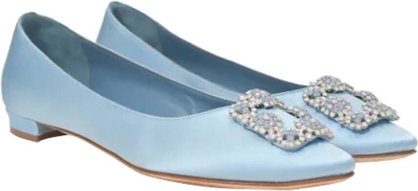 Manolo Blahnik Pre-owned Fabric flats Blue Dames