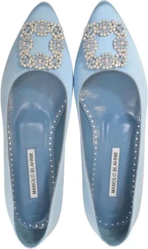 Manolo Blahnik Pre-owned Fabric flats Blue Dames