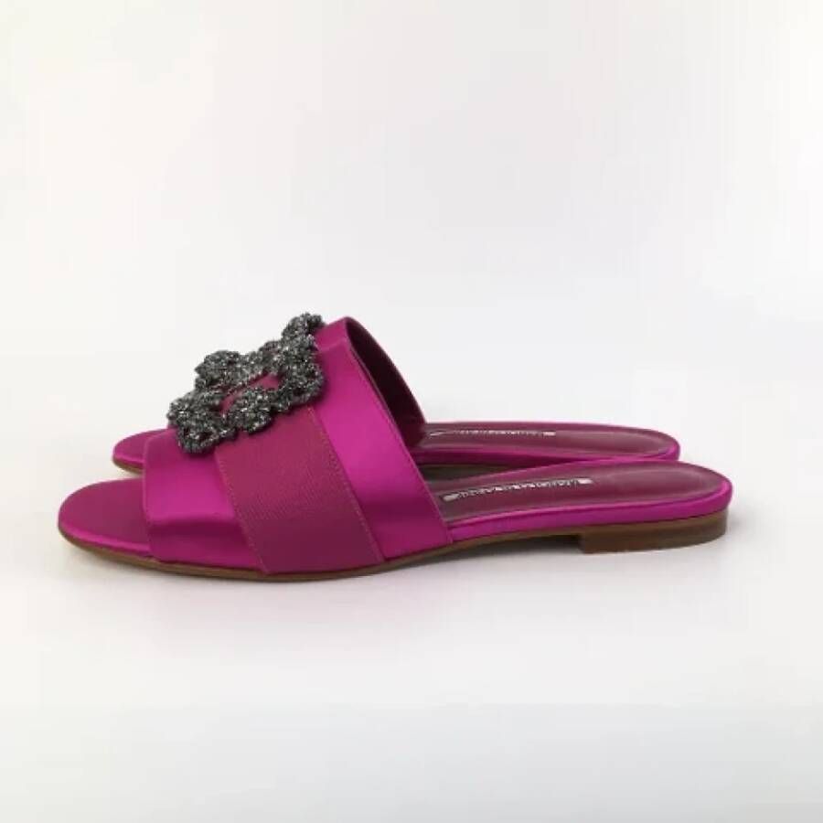 Manolo Blahnik Pre-owned Fabric flats Purple Dames