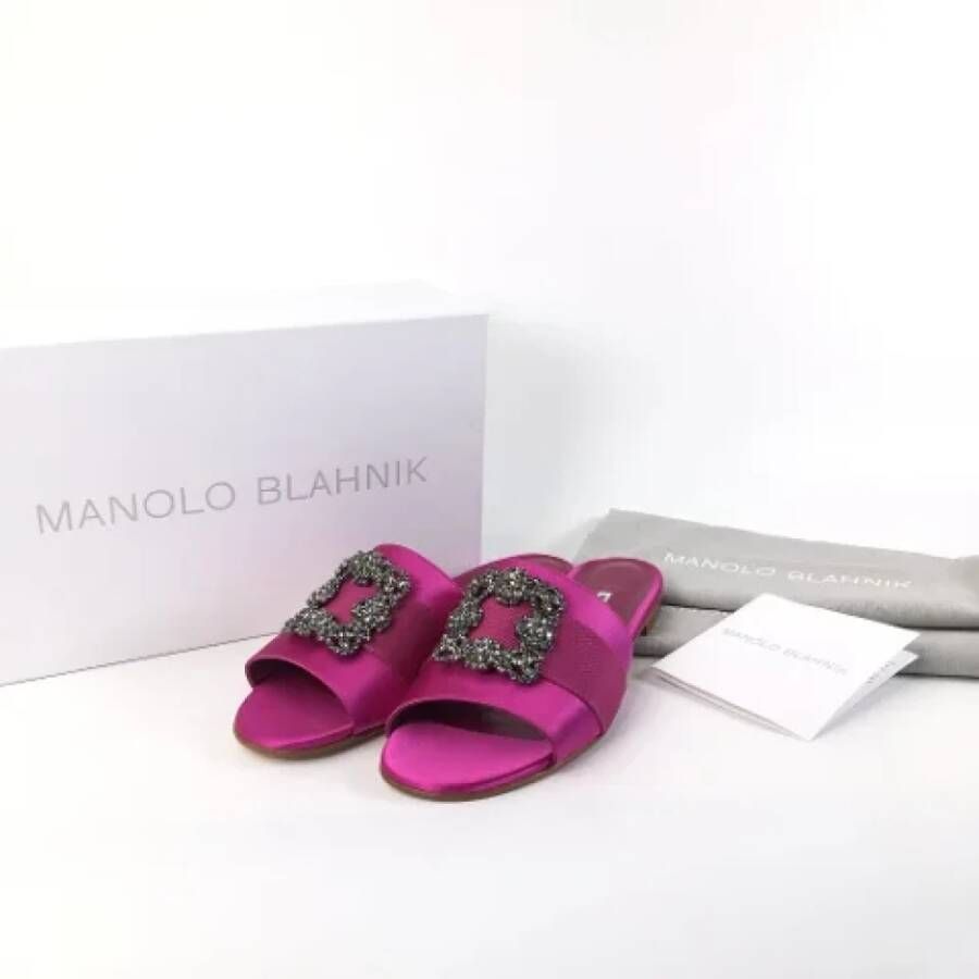 Manolo Blahnik Pre-owned Fabric flats Purple Dames