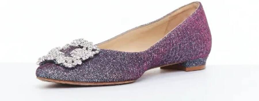 Manolo Blahnik Pre-owned Fabric flats Purple Dames