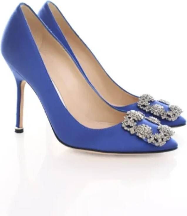 Manolo Blahnik Pre-owned Fabric heels Blue Dames