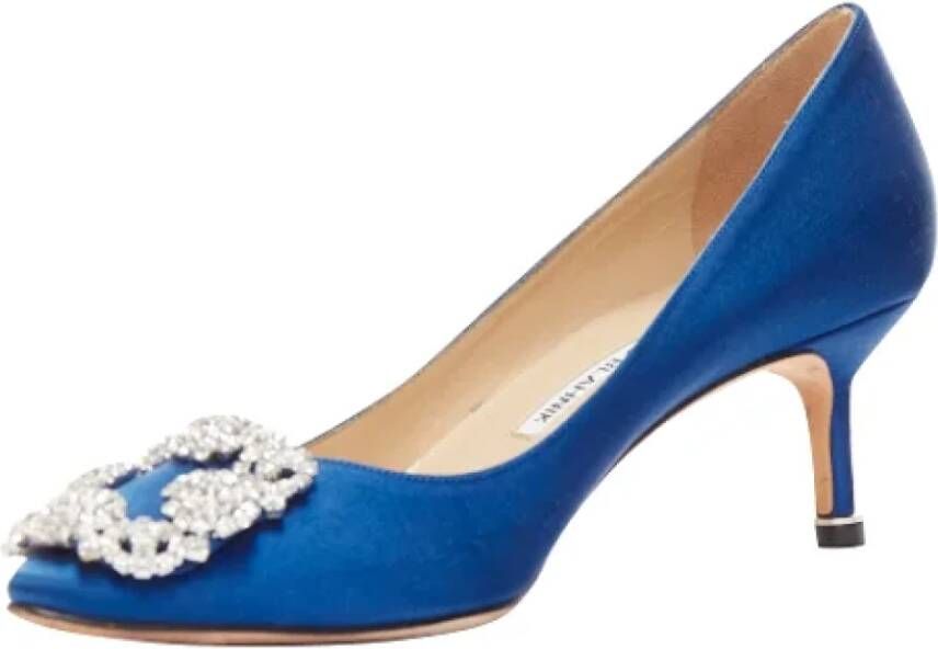 Manolo Blahnik Pre-owned Fabric heels Blue Dames