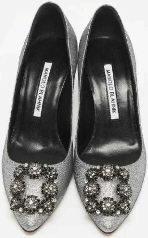 Manolo Blahnik Pre-owned Fabric heels Gray Dames