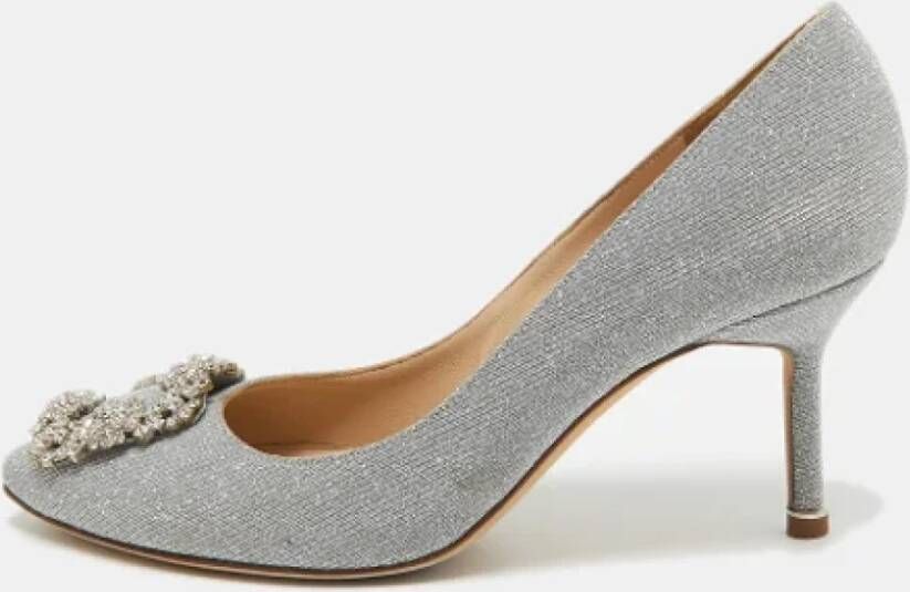 Manolo Blahnik Pre-owned Fabric heels Gray Dames