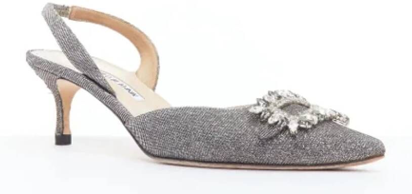 Manolo Blahnik Pre-owned Fabric heels Gray Dames