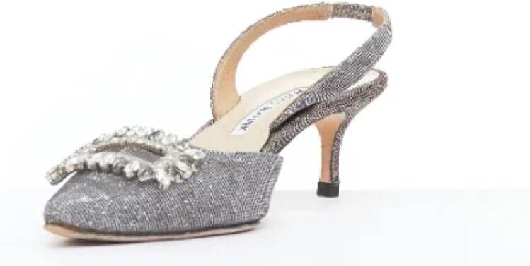 Manolo Blahnik Pre-owned Fabric heels Gray Dames