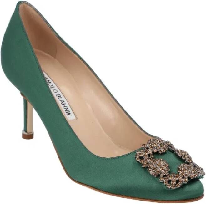 Manolo Blahnik Pre-owned Fabric heels Green Dames