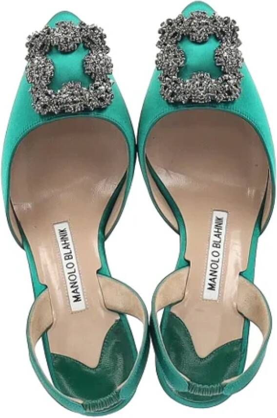 Manolo Blahnik Pre-owned Fabric heels Green Dames