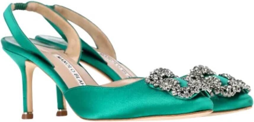 Manolo Blahnik Pre-owned Fabric heels Green Dames