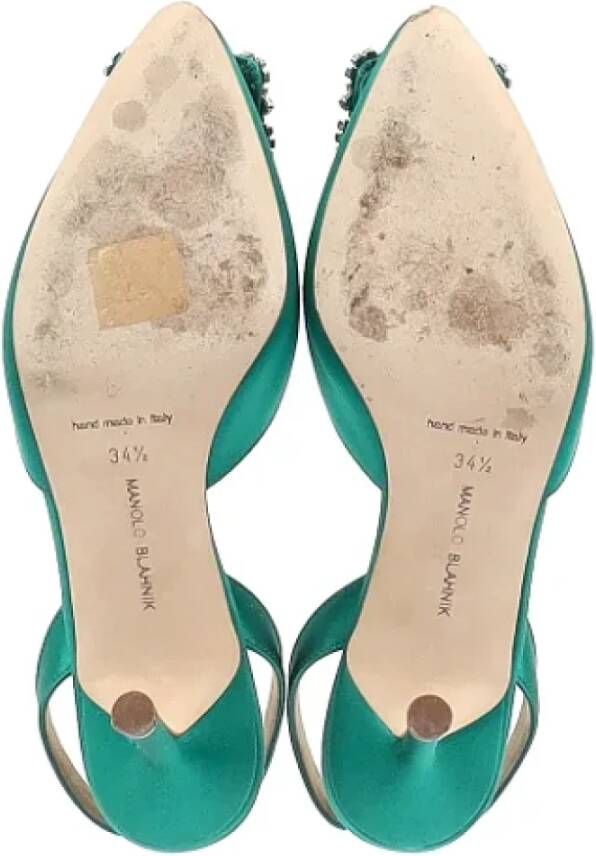 Manolo Blahnik Pre-owned Fabric heels Green Dames