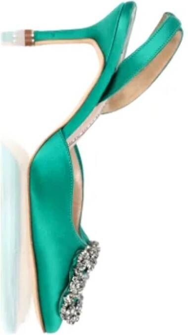 Manolo Blahnik Pre-owned Fabric heels Green Dames