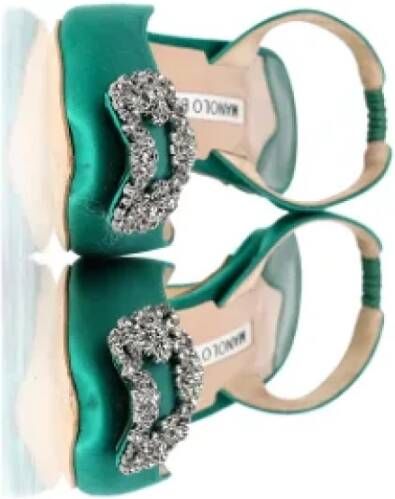 Manolo Blahnik Pre-owned Fabric heels Green Dames