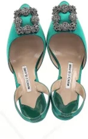 Manolo Blahnik Pre-owned Fabric heels Green Dames