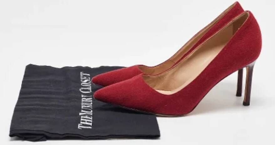 Manolo Blahnik Pre-owned Fabric heels Red Dames