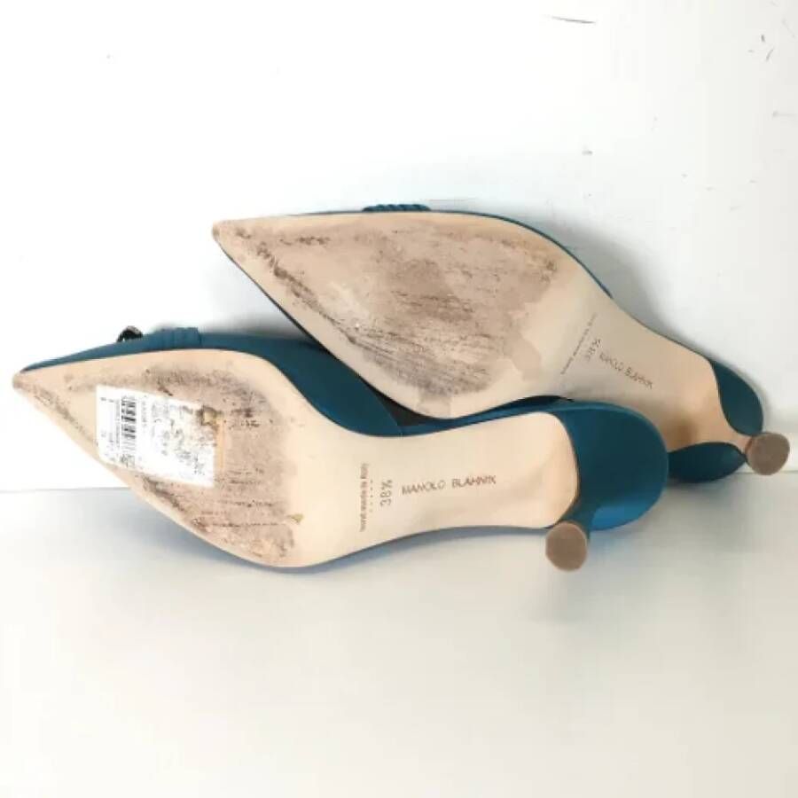 Manolo Blahnik Pre-owned Fabric mules Blue Dames