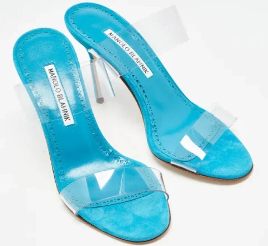 Manolo Blahnik Pre-owned Fabric sandals Blue Dames