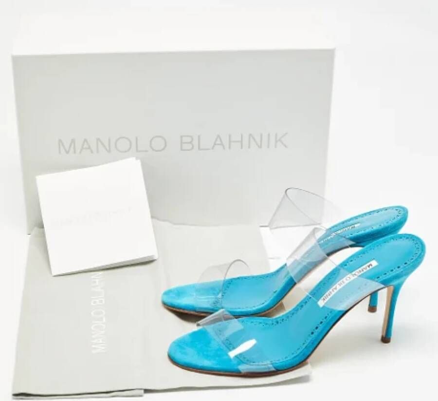 Manolo Blahnik Pre-owned Fabric sandals Blue Dames