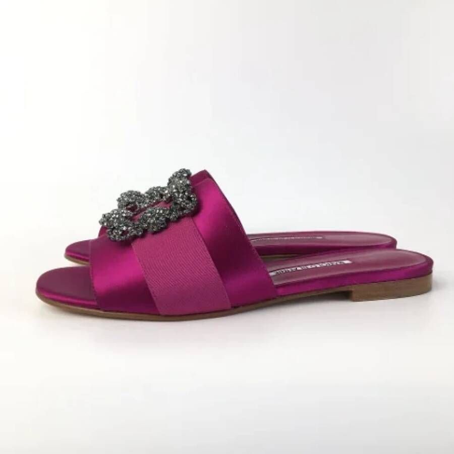 Manolo Blahnik Pre-owned Fabric sandals Purple Dames