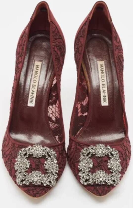 Manolo Blahnik Pre-owned Lace heels Red Dames