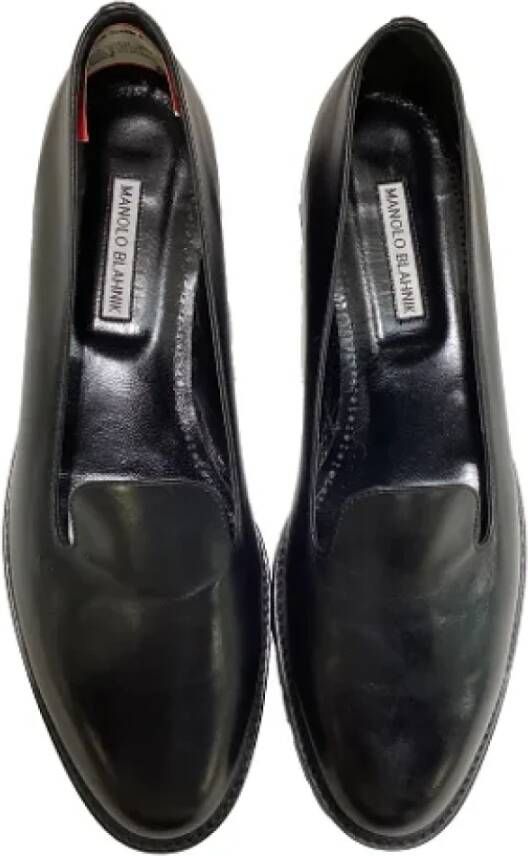 Manolo Blahnik Pre-owned Leather flats Black Dames