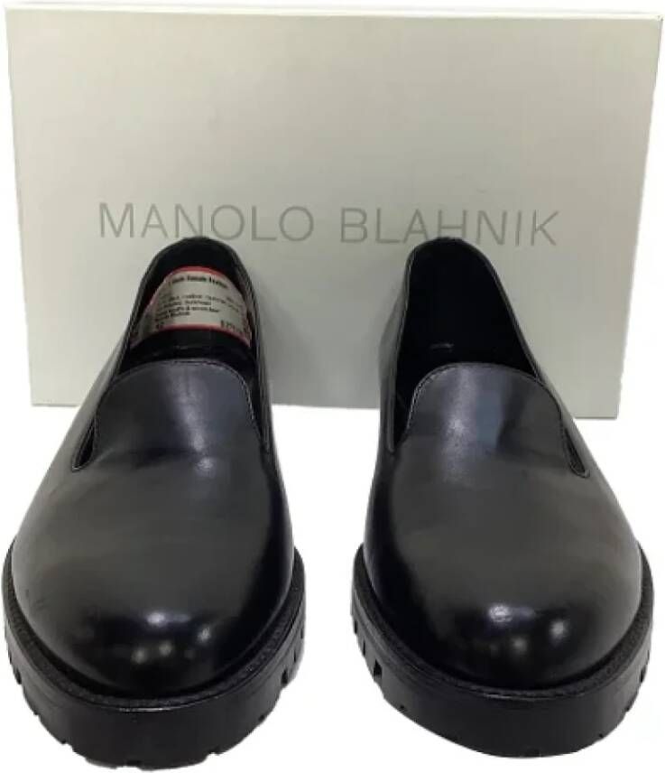 Manolo Blahnik Pre-owned Leather flats Black Dames